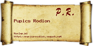 Pupics Rodion névjegykártya